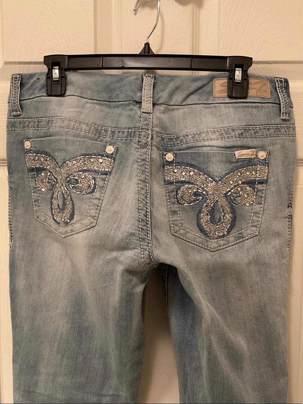 Seven7 Light Wash Embellished Skinny Jeans